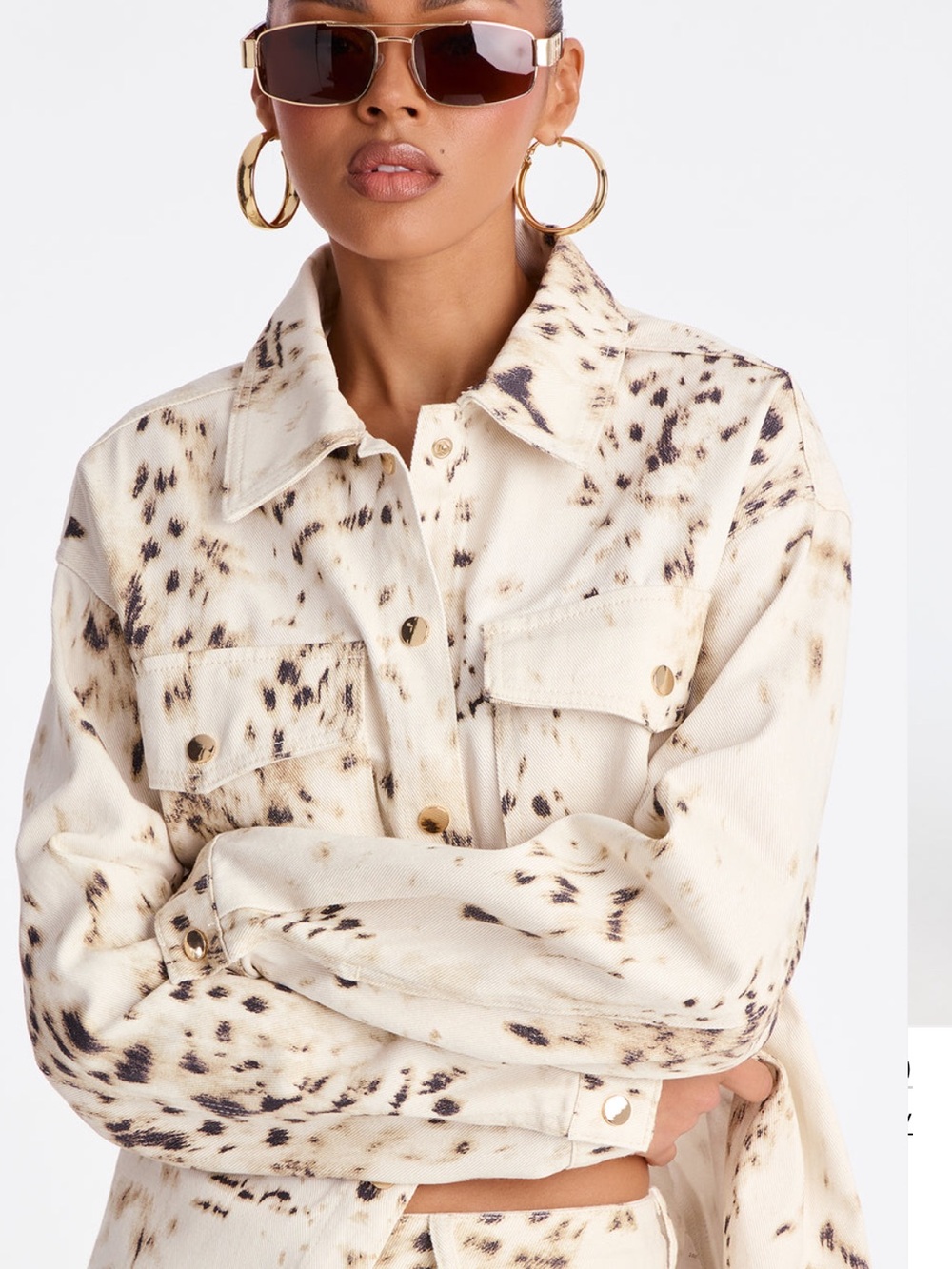 Cream Animal Print Fawn Shacket Jacket - Women